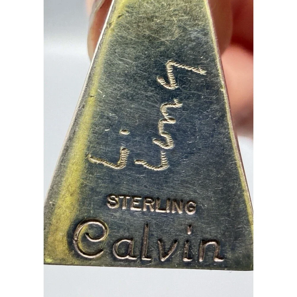 Navajo Calvin Begay Sterling Silver Lapis Turquoise Inlay Dangle Earrings Signed